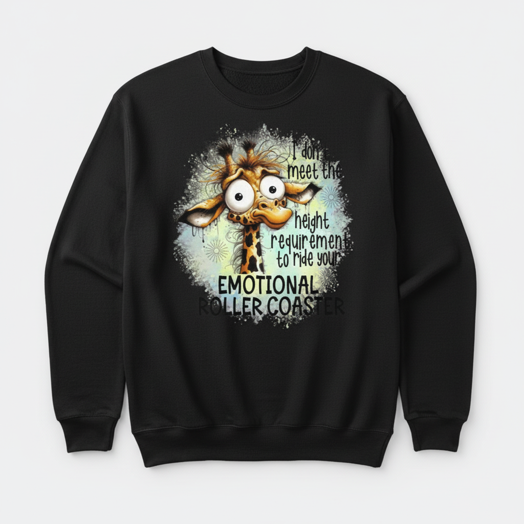 Black sweatshirt mockup with funny giraffe design