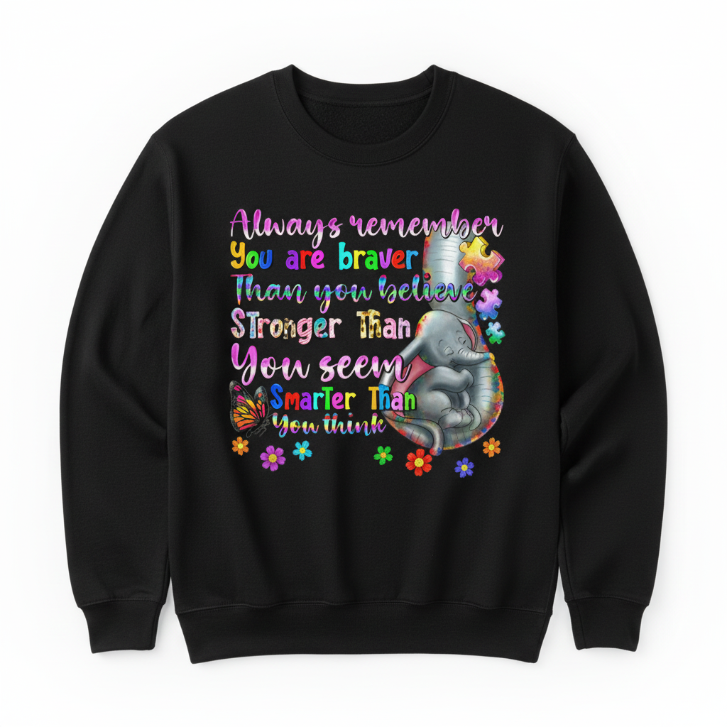 Black sweatshirt mockup with inspirational elephant design