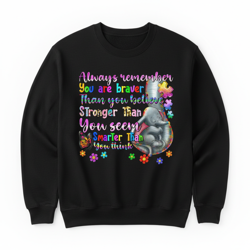 Black sweatshirt mockup with inspirational elephant design