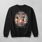 Black sweatshirt mockup with multiple coffee cups design