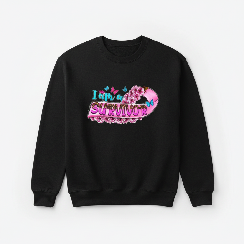 Black sweatshirt mockup with survivor design