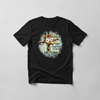 Black t-shirt mockup with funny giraffe design