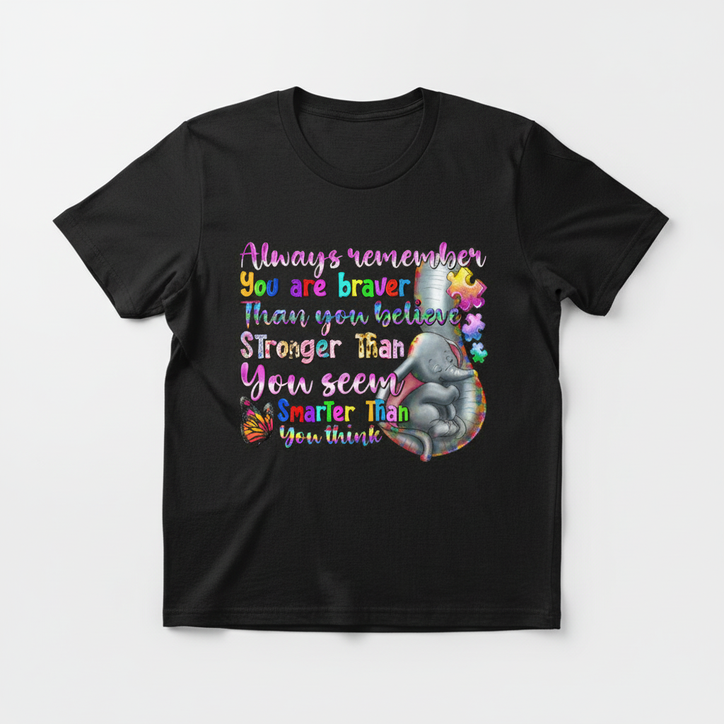 Black t-shirt mockup with inspirational elephant design