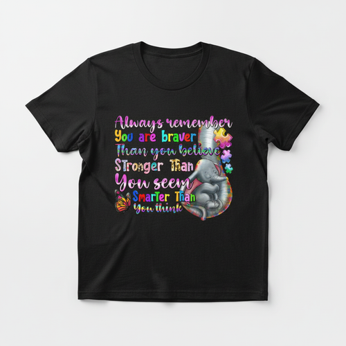 Black t-shirt mockup with inspirational elephant design