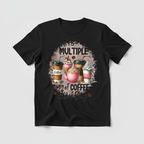 Black t-shirt mockup with multiple coffee cups design