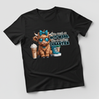 Black t-shirt mockup with spicy disaster highland cow