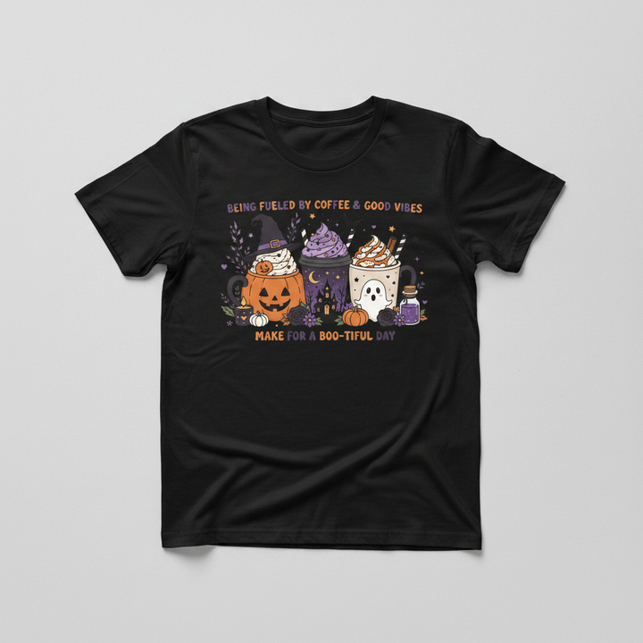 Black Tee - Boo-tiful Day Coffee Mockup