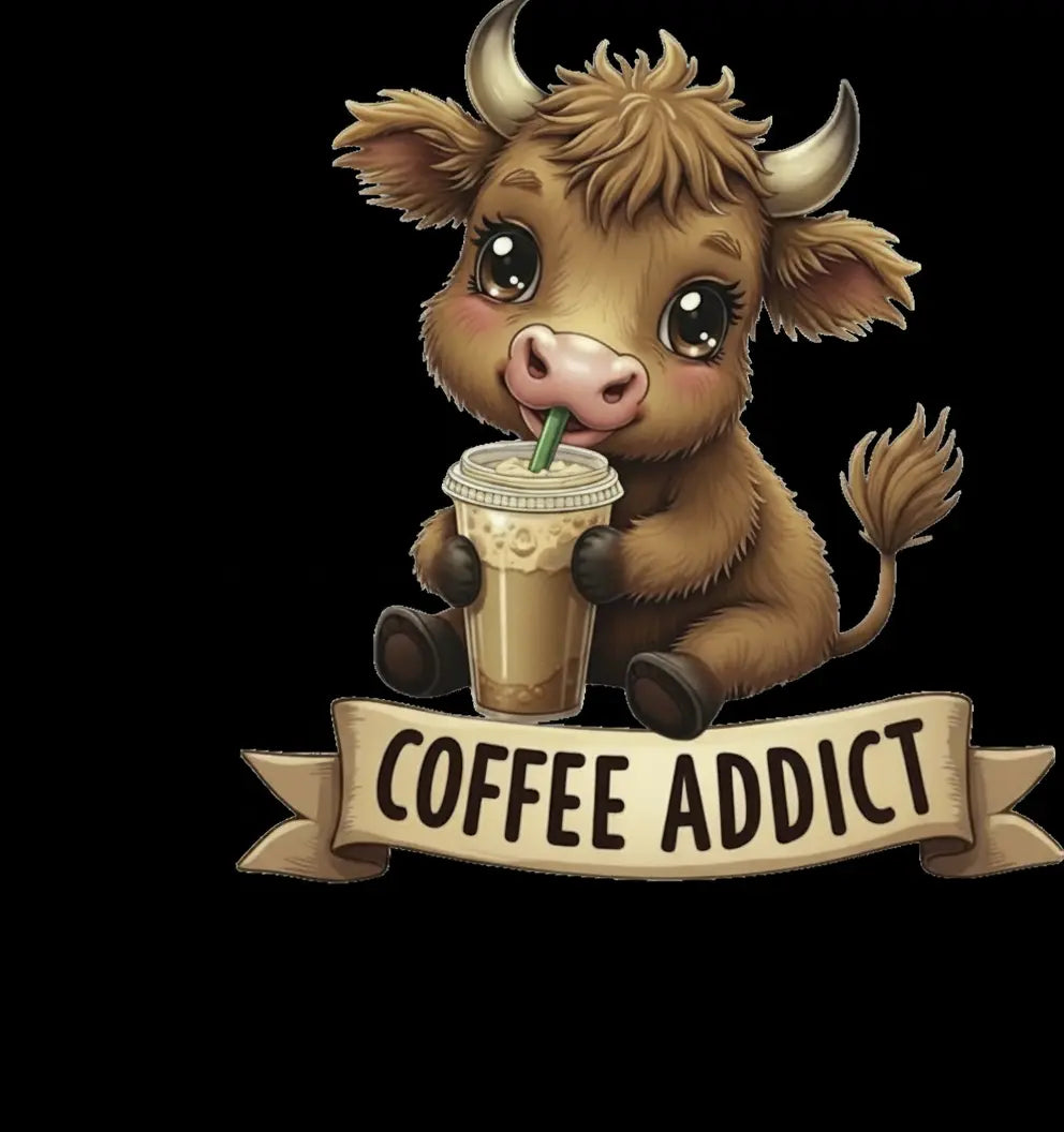 Highland Coffee Addict Cow Tee MadewithHugsnLoves