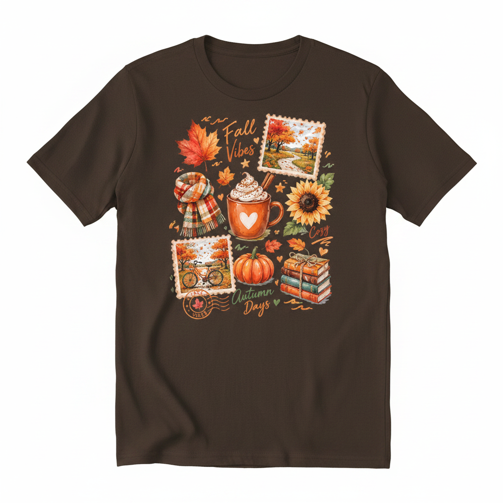 Fall Vibes Autumn Days - Brown T-Shirt Mockup