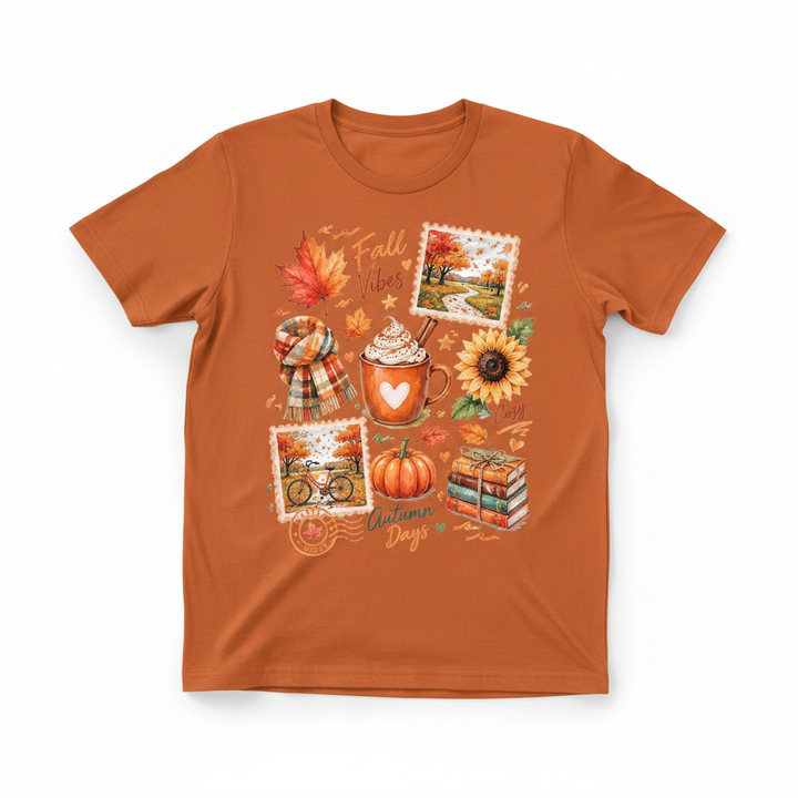 Fall Vibes Autumn Days - Burnt Orange T-Shirt Mockup