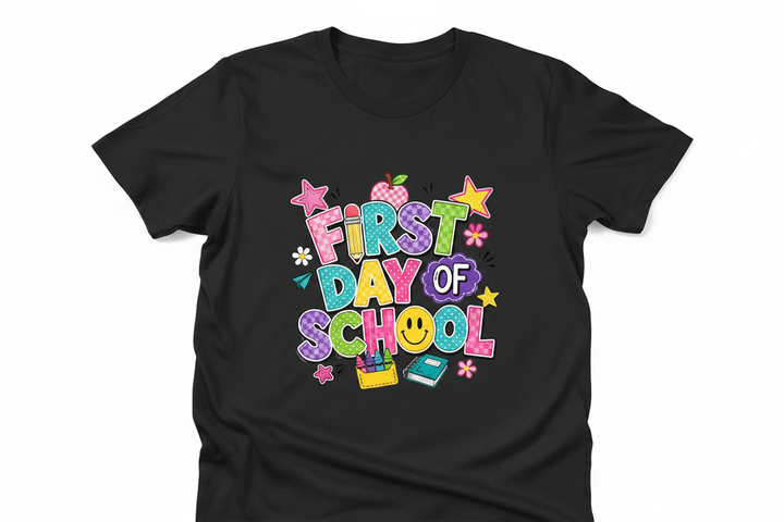 First Day of School Black T-Shirt Mockup