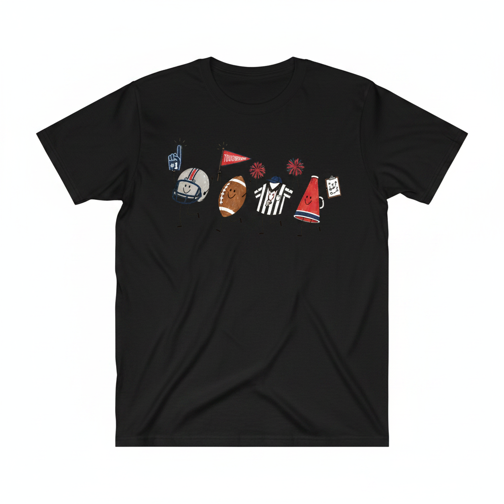 Football Season - Black T-Shirt Mockup