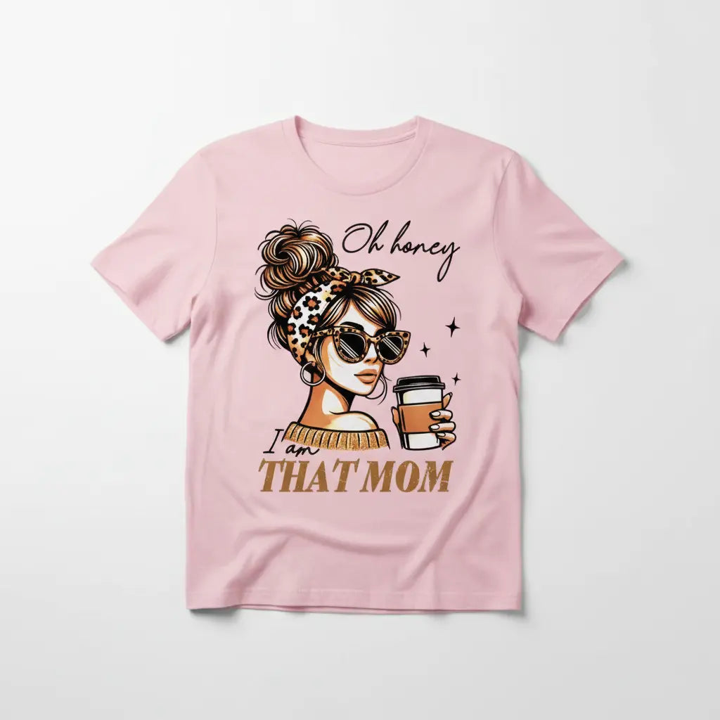 Oh Honey I Am That Mom pink t-shirt mockup