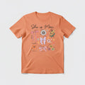 She Is Mom orange t-shirt mockup