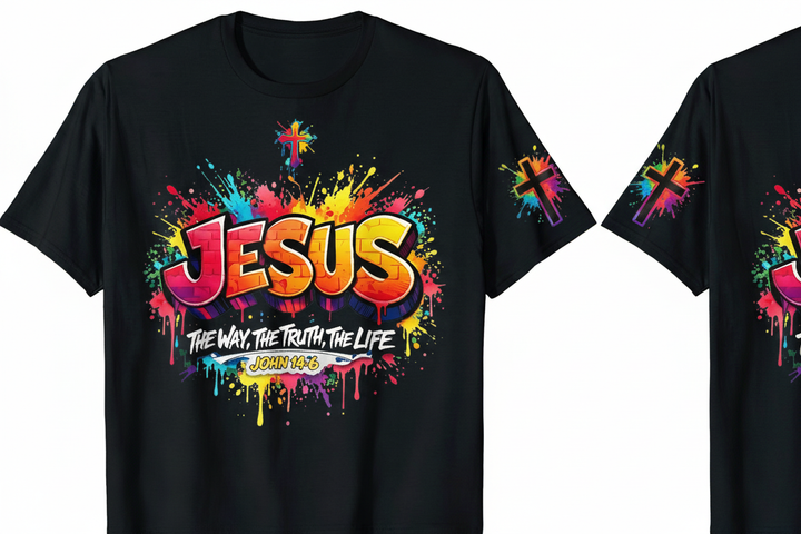 Jesus Tee - Black Front &amp; Sleeve