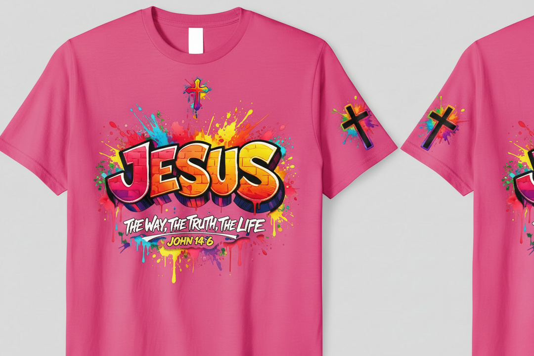 Jesus Tee - Hot Pink Front &amp; Sleeve