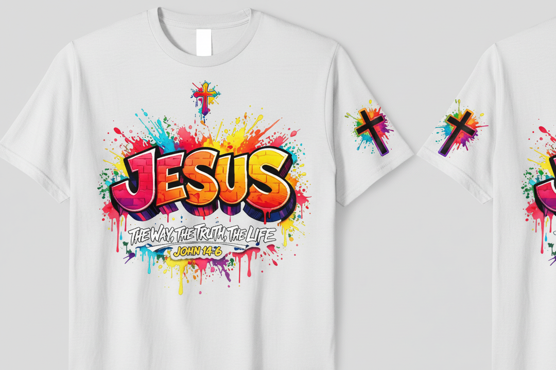 Jesus Tee - White Front &amp; Sleeve