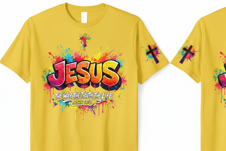 Jesus Tee - Yellow Front &amp; Sleeve