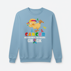 Light blue sweatshirt mockup with cancer chick design