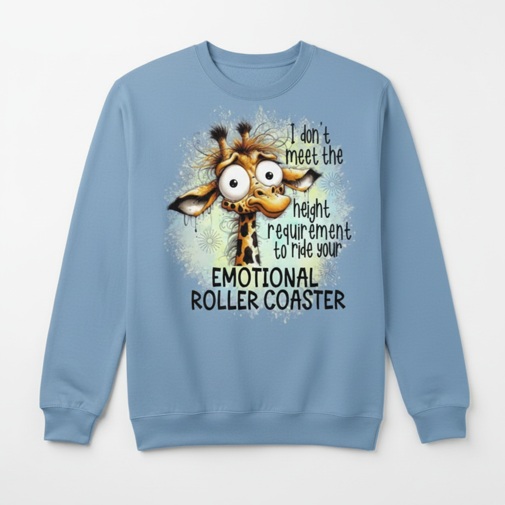 Light blue sweatshirt mockup with funny giraffe design