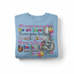 Light blue sweatshirt mockup with inspirational elephant design
