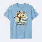Light blue t-shirt mockup with funny giraffe design