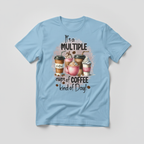 Light blue t-shirt mockup with multiple coffee cups design