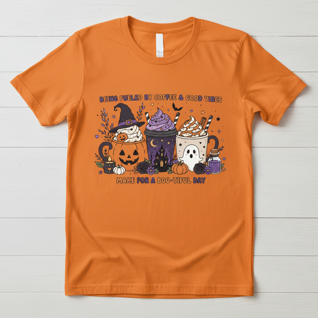 Orange Tee - Boo-tiful Day Coffee Mockup