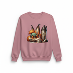 Pink sweatshirt mockup with grumpy fox coffee design