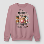 Pink sweatshirt mockup with multiple coffee cups design