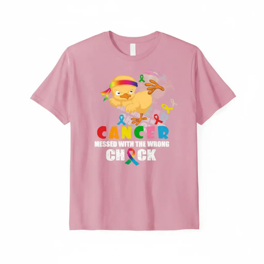 Pink t-shirt mockup with cancer fighter chick design