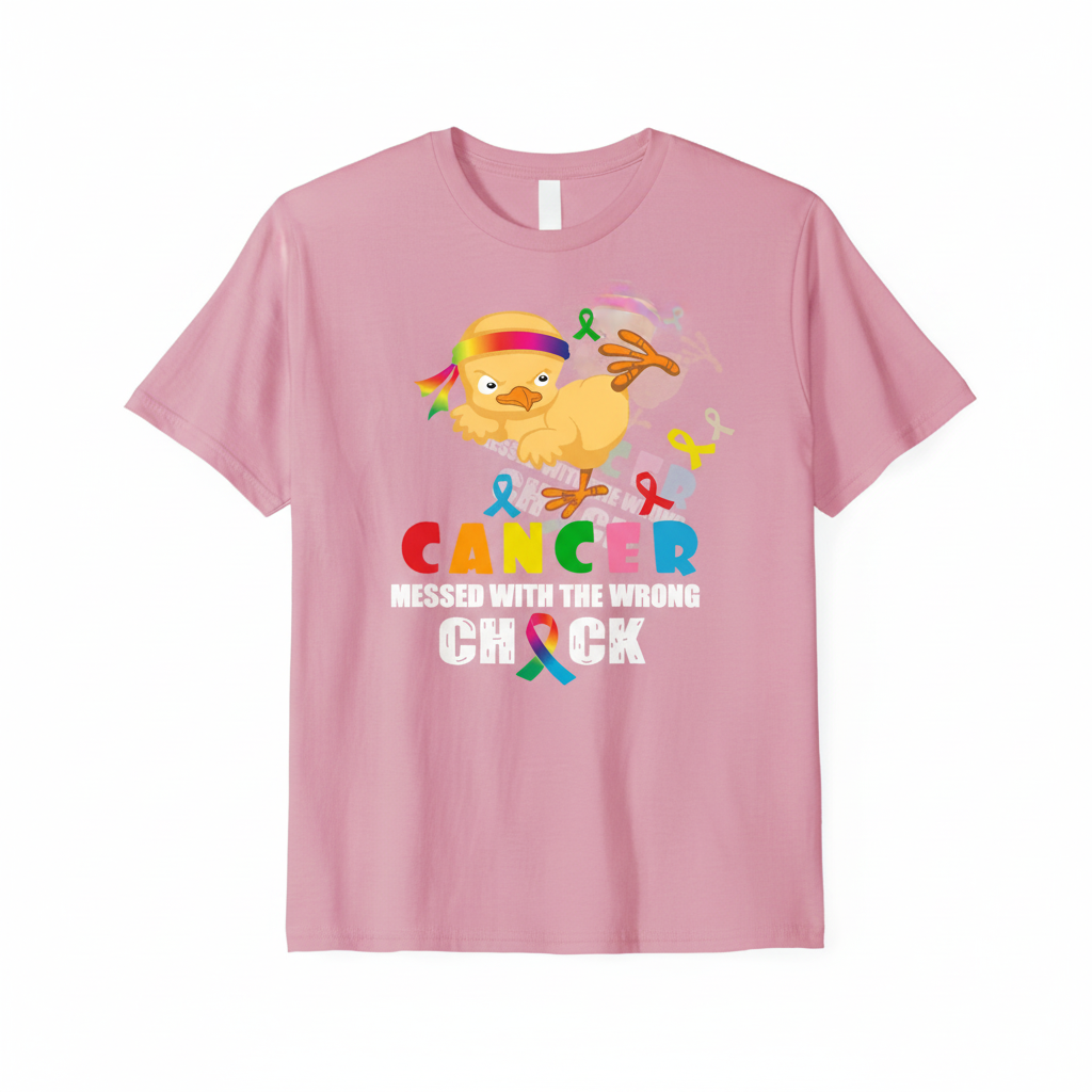 Pink t-shirt mockup with cancer fighter chick design