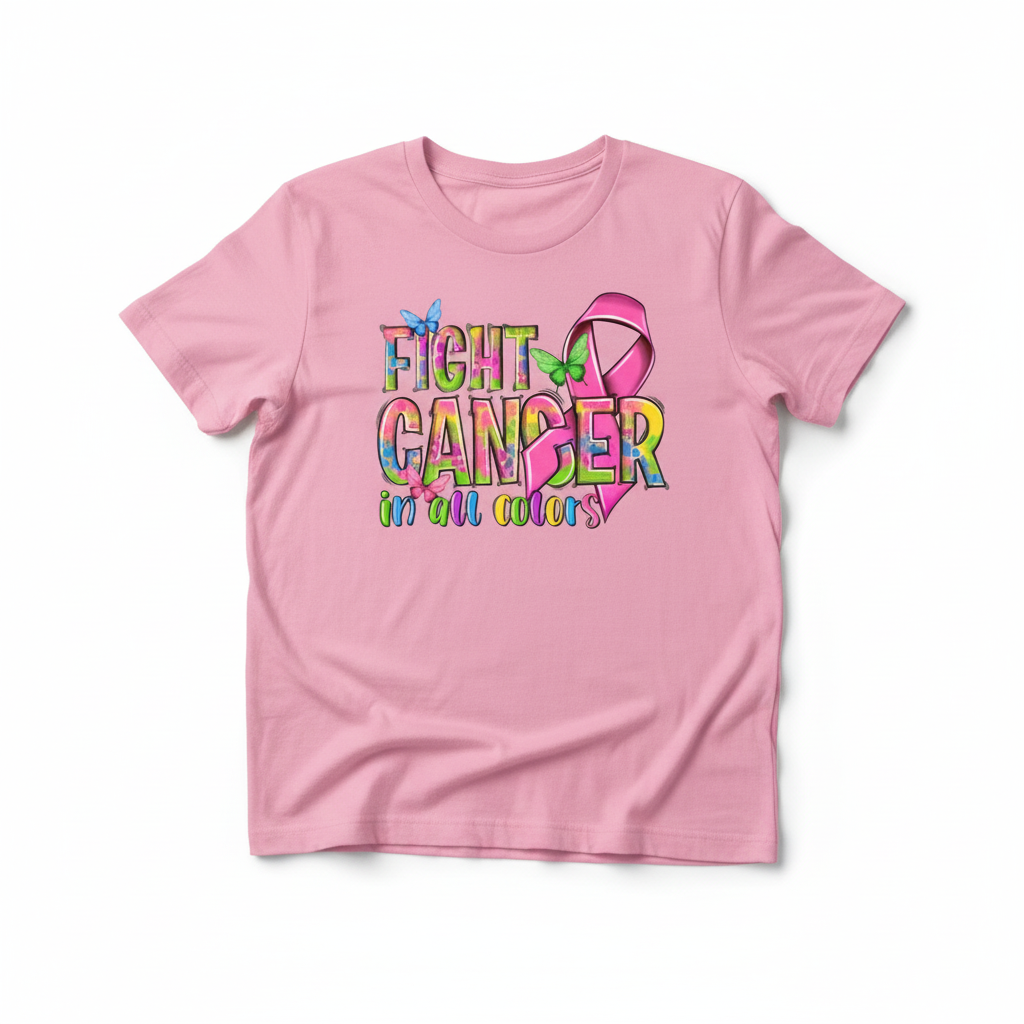 Pink t-shirt mockup with fight cancer design