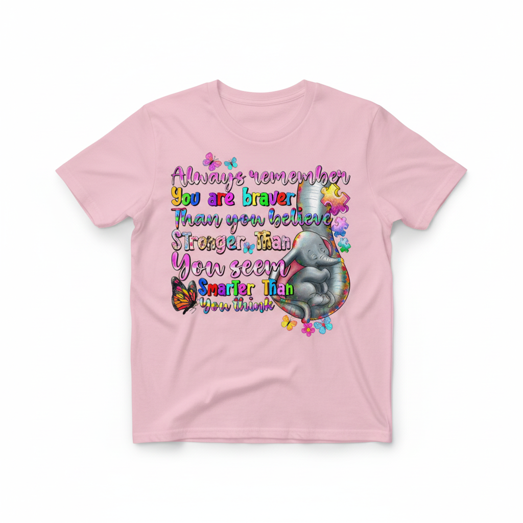 Pink t-shirt mockup with inspirational elephant design