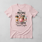 Pink t-shirt mockup with multiple coffee cups design