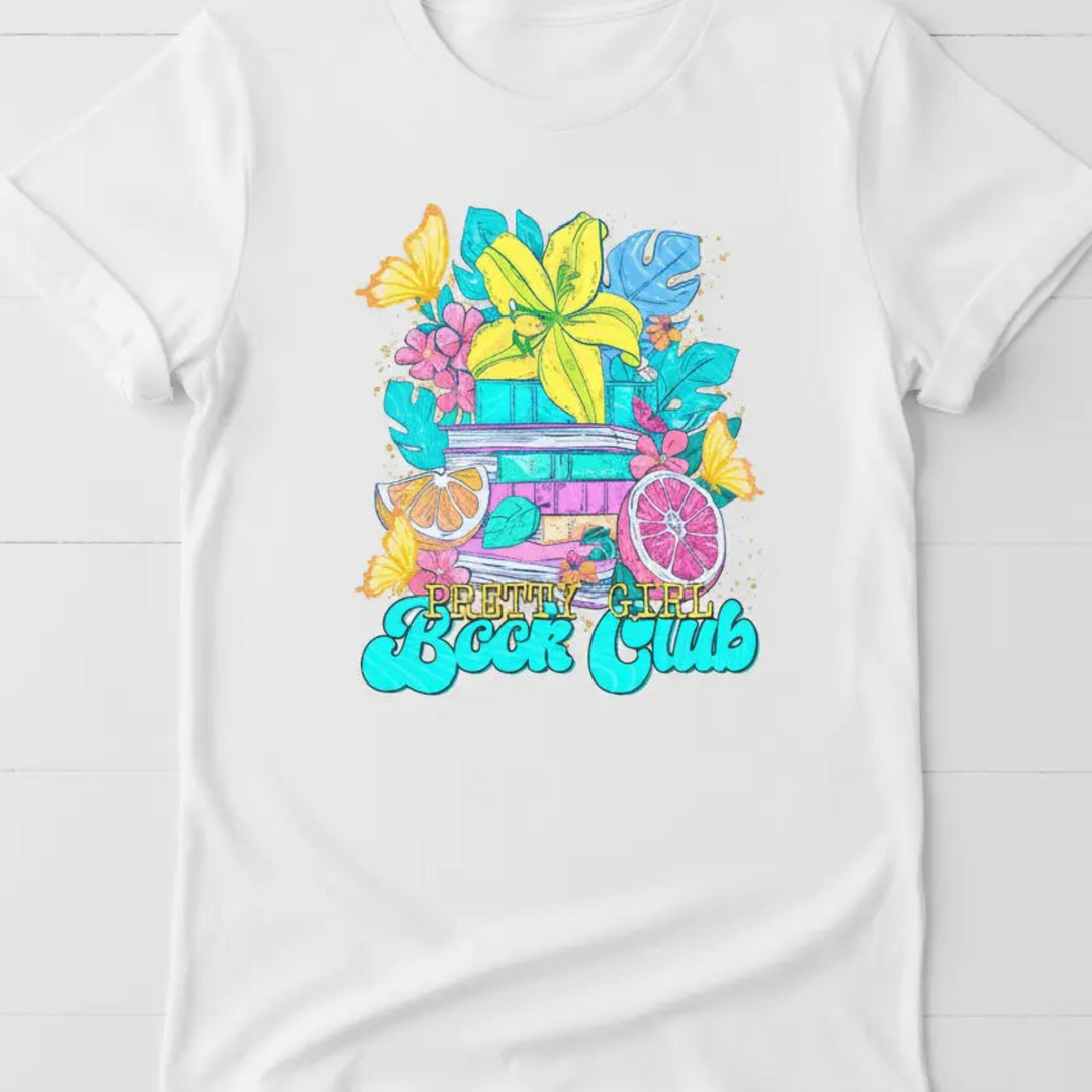Pretty Girl Book Club White Tee Mockup