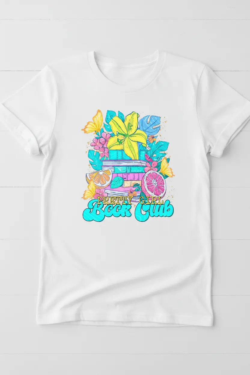 Pretty Girl Book Club White Tee Mockup