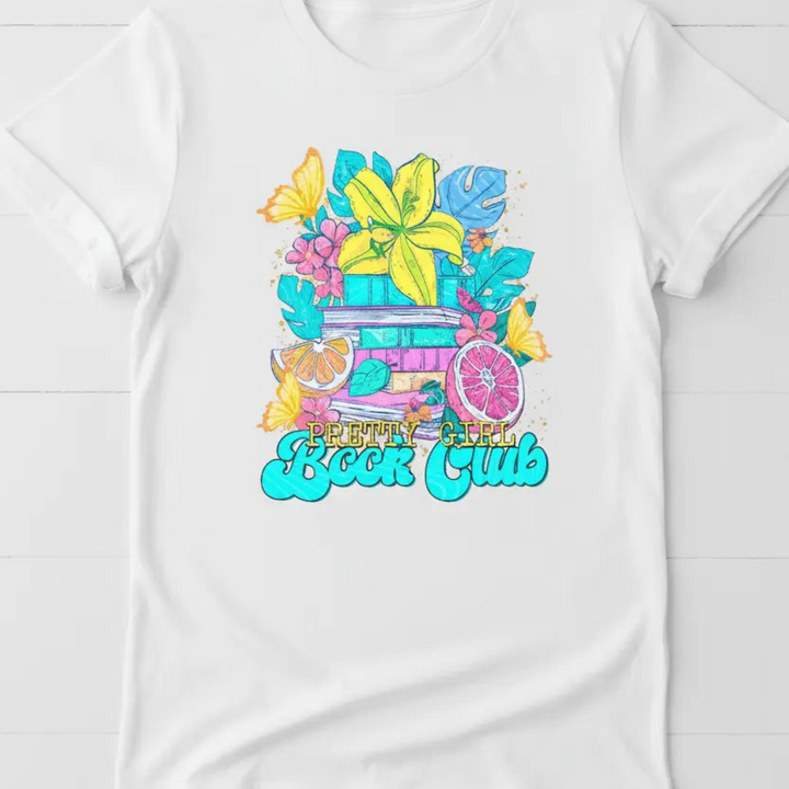 Pretty Girl Book Club White Tee Mockup