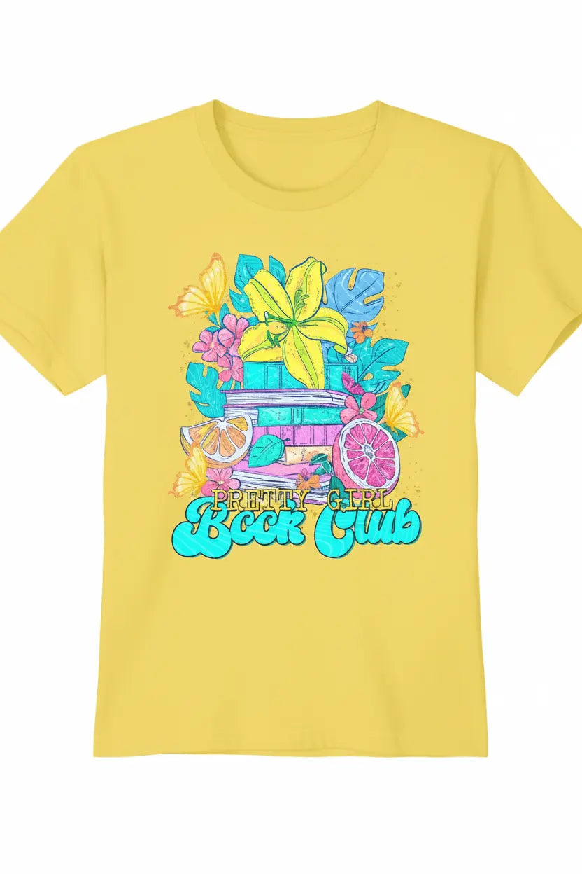 Pretty Girl Book Club Yellow Tee No Background