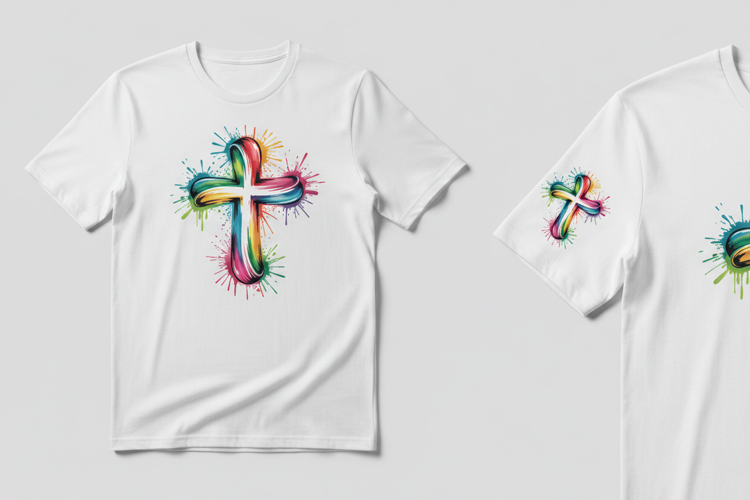Rainbow Cross Tee - White Front &amp; Sleeve