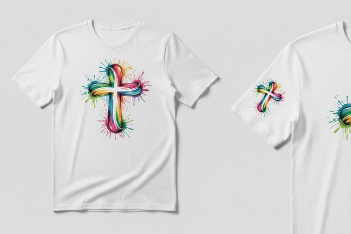 Rainbow Cross Tee - White Front &amp; Sleeve