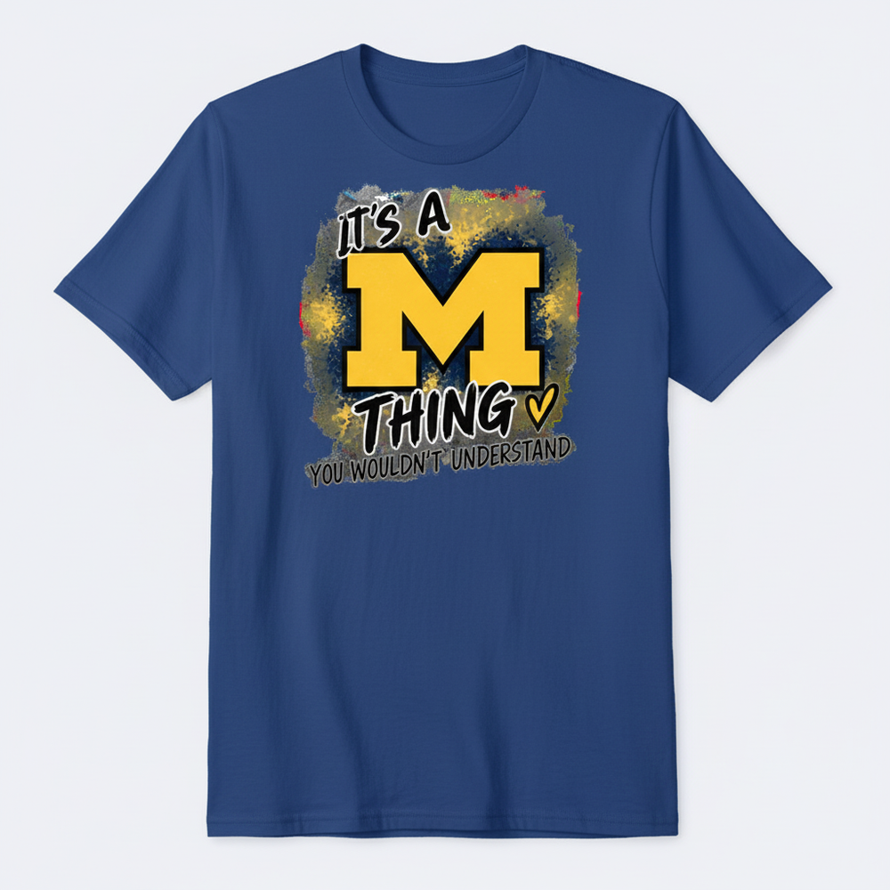 Royal-blue “It’s a M Thing” T-shirt mockup