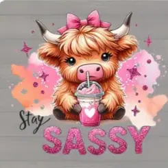 Stay Sassy Highland Cow Graphic Tee MadewithHugsnLoves