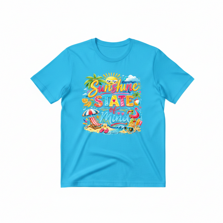 Vibrant Summer Beach Tee featuring a colorful &
