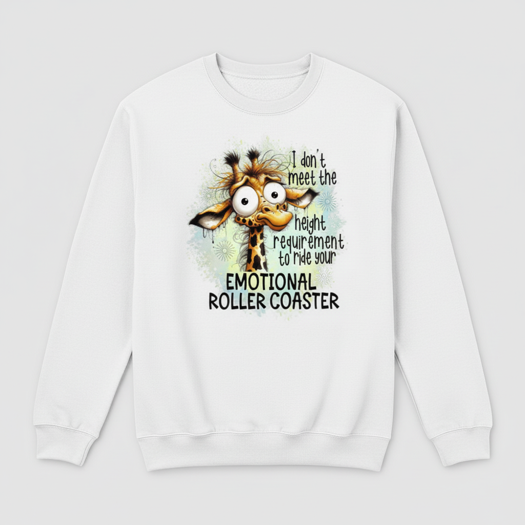 White sweatshirt mockup with funny giraffe design