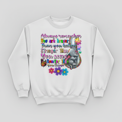 White sweatshirt mockup with inspirational elephant design