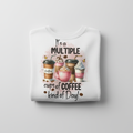 White sweatshirt mockup with multiple coffee cups design