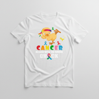 White t-shirt mockup with cancer fighter chick design