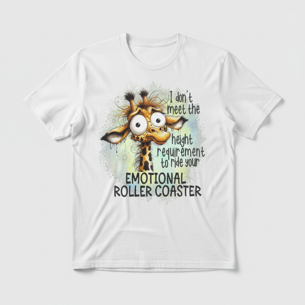 White t-shirt mockup with funny giraffe design