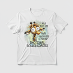 White t-shirt mockup with funny giraffe design